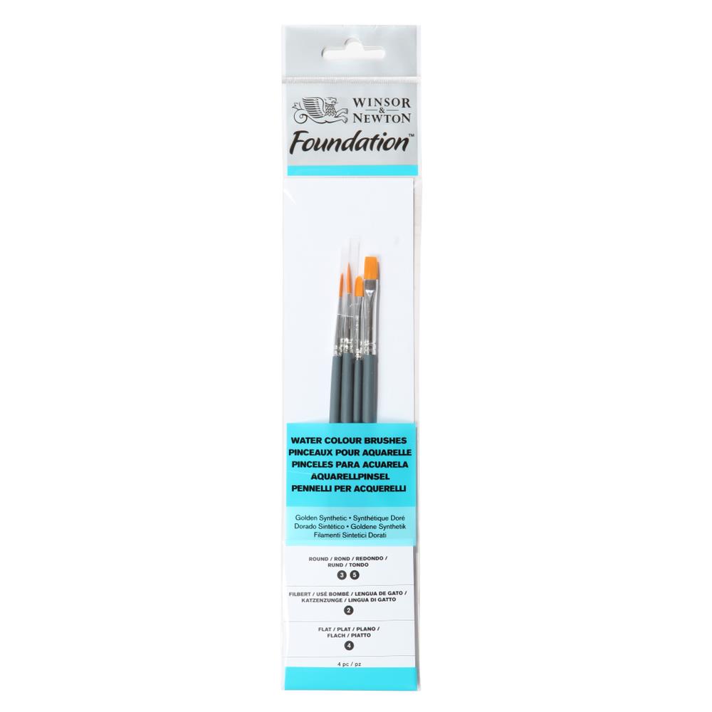 Winsor & Newton Pincel Foundation Acuarela Mango Corto 4 Pack No. 14