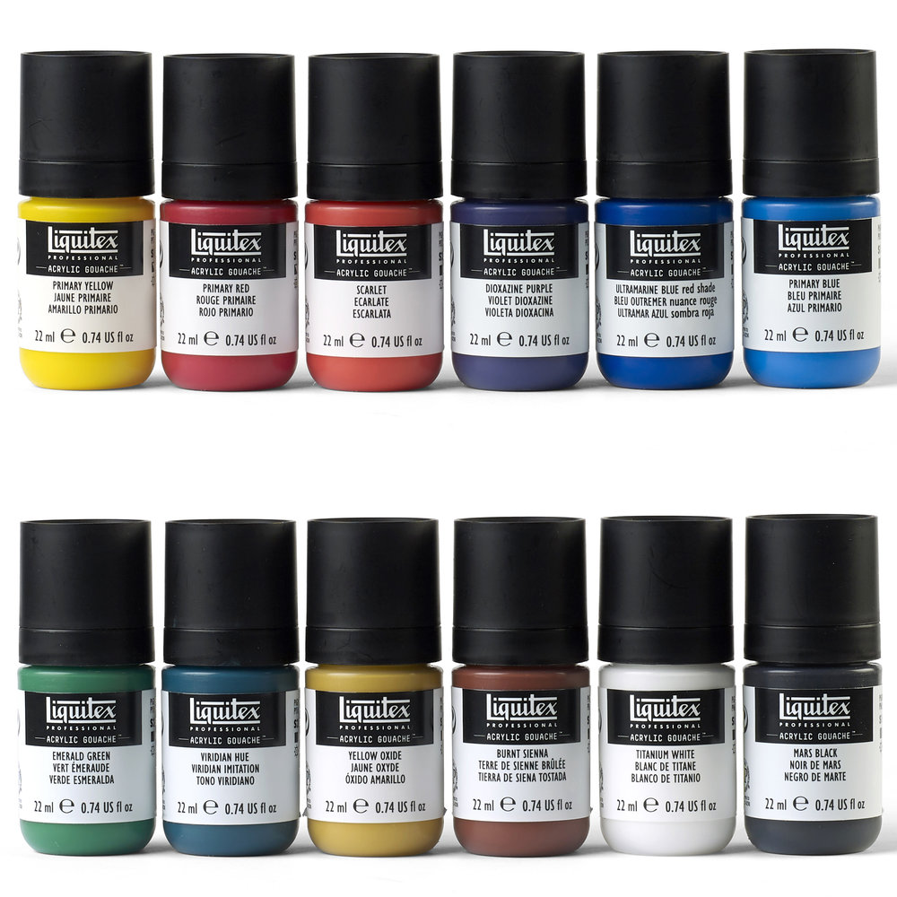 Liquitex Profesional Gouache Acrílico 12x22ml Set Colores Esenciales