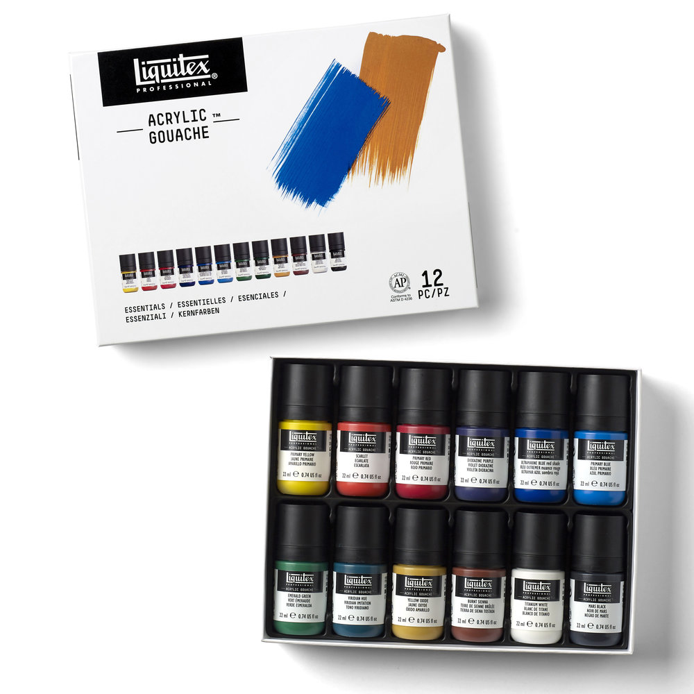 Liquitex Profesional Gouache Acrílico 12x22ml Set Colores Esenciales