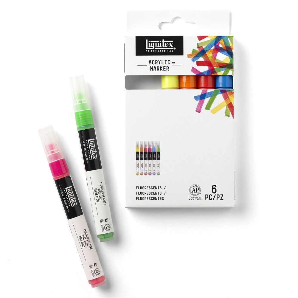 Liquitex Paint Marker Set 6 Punta Fina Colores Fluorescentes