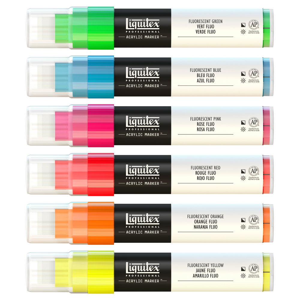 Liquitex Paint Marker Set 6 Punta Ancha Colores Fluorescentes