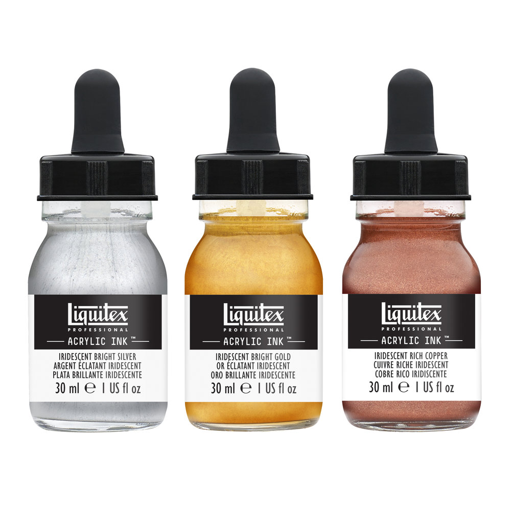 Liquitex Tinta Acrílica Ink! Pack 3 Colores Iridiscentes