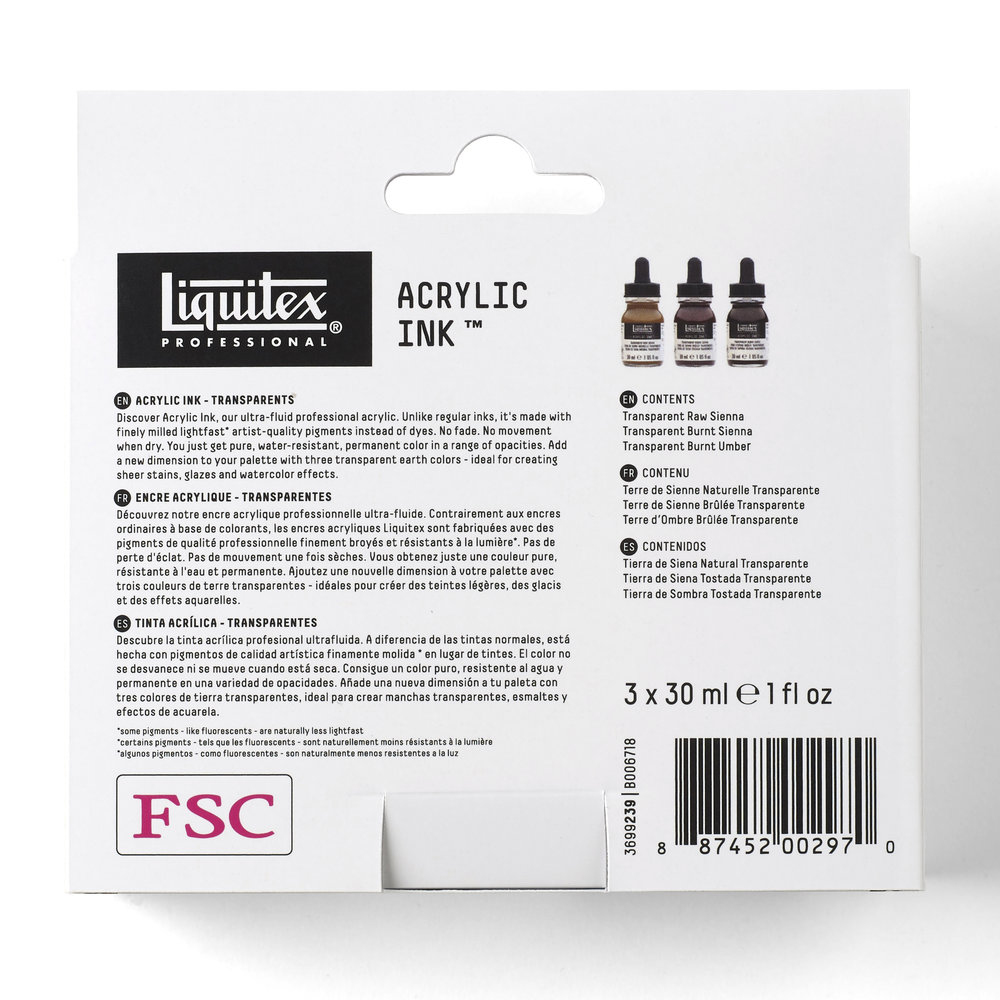 Liquitex Tinta Acrílica Ink! Pack 3 Colores Transparentes