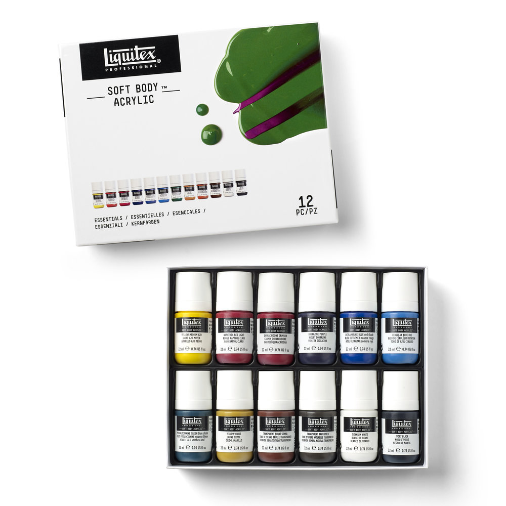 Liquitex Professional Soft Body 12x22ml Set Colores Esenciales