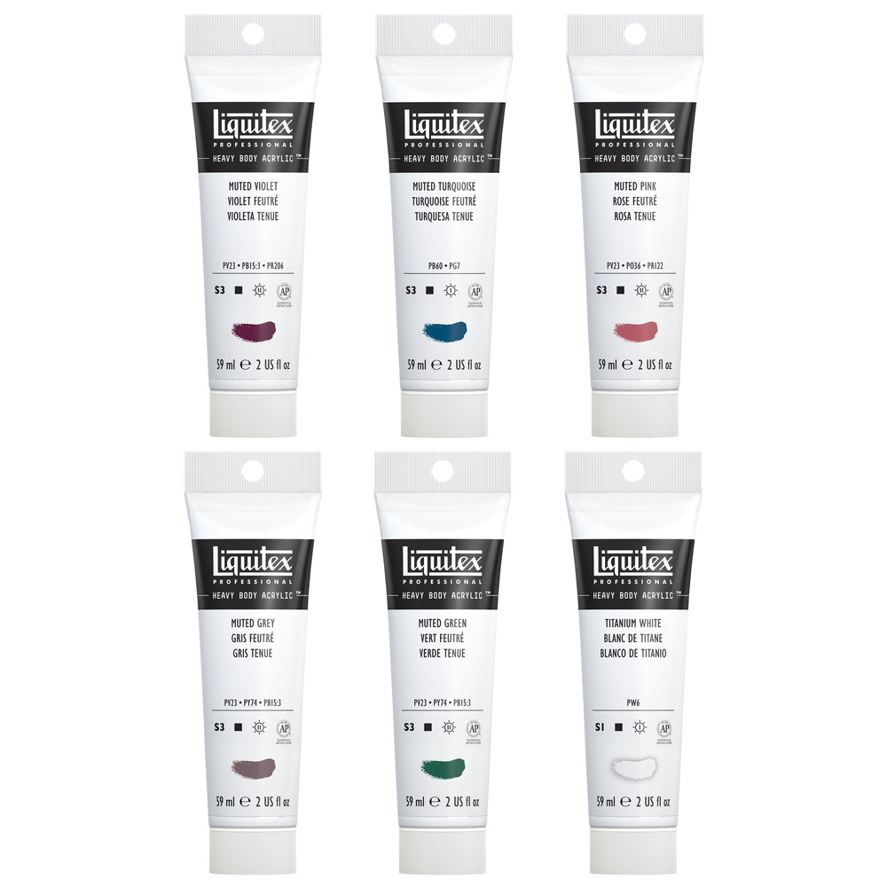 Liquitex Professional Heavy Body Set Muted Collection + Blanco