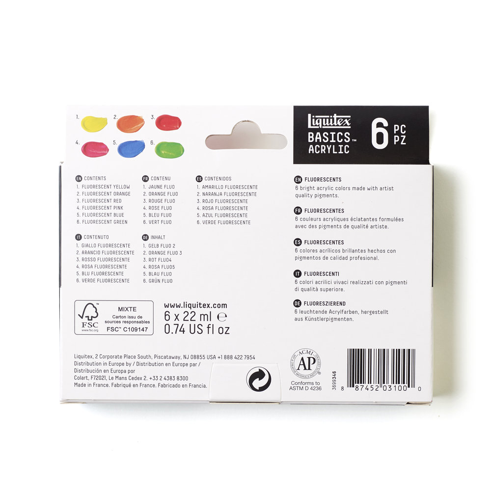 Liquitex Basics Acrílico Set 6x22ml Fluorescentes