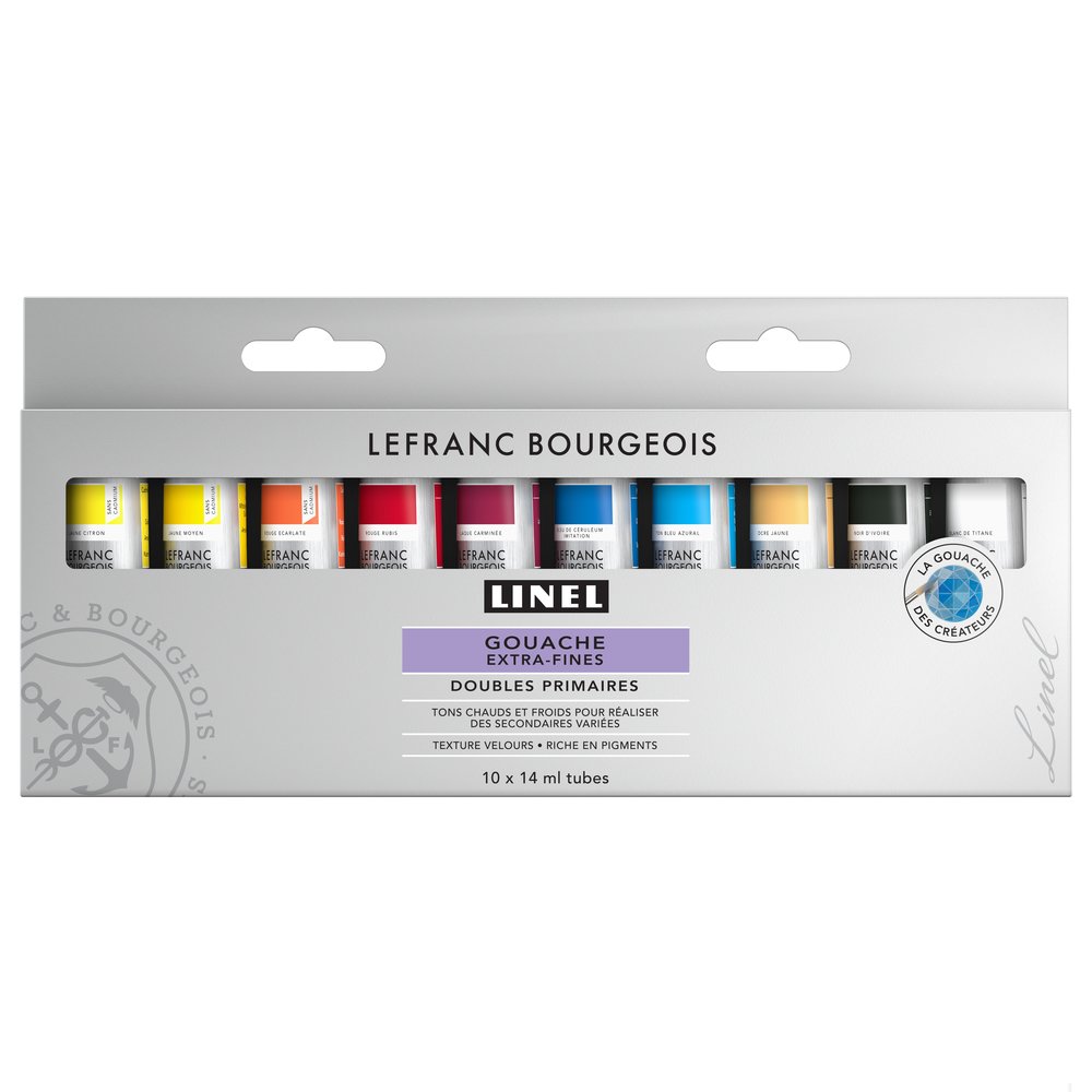 Lefranc Bourgeois Linel Gouache Extra-Fino 10x14ml Mix Set Doble Colores Primarios