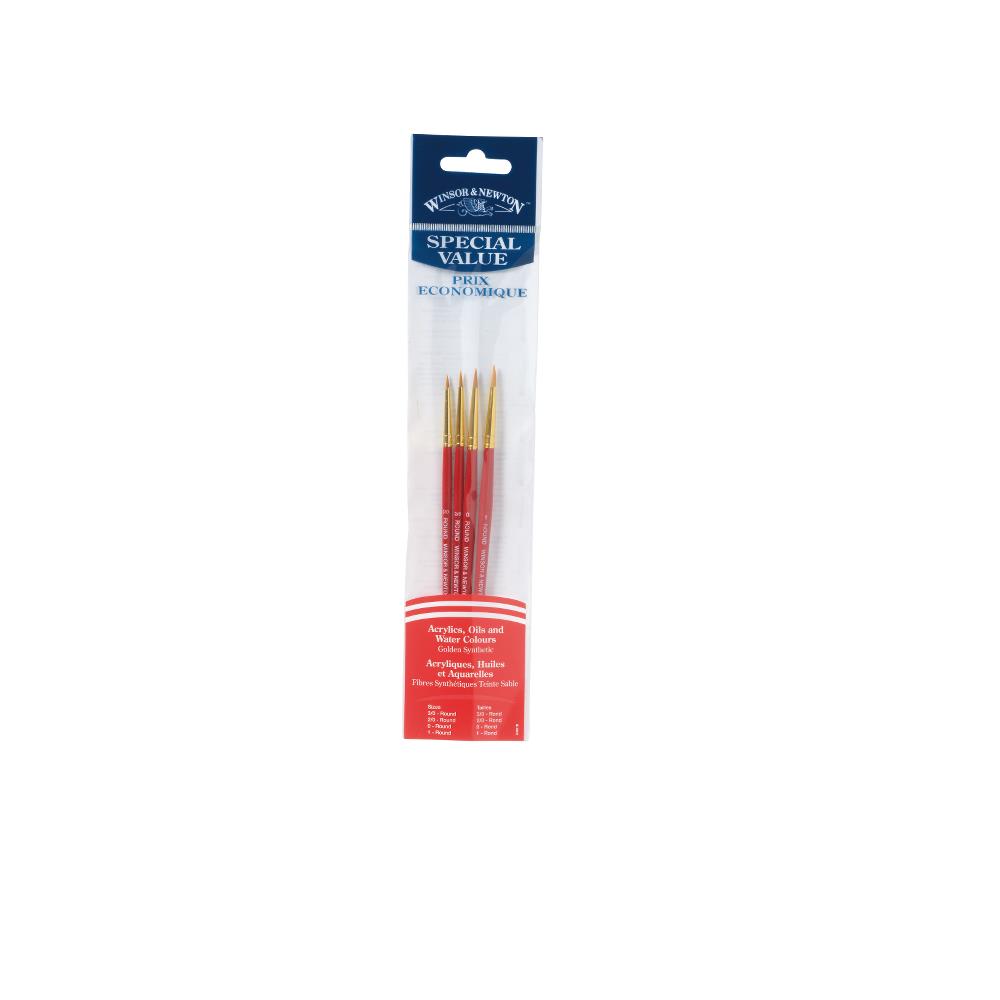 Winsor & Newton Pinceles Value Packs - Pack x4 pinceles de cerdas naturales - Mangos cortos