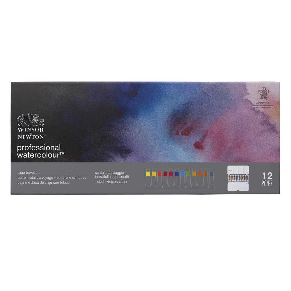 Winsor & Newton Acuarela Profesional Caja de Metal 12x5ml Tubos