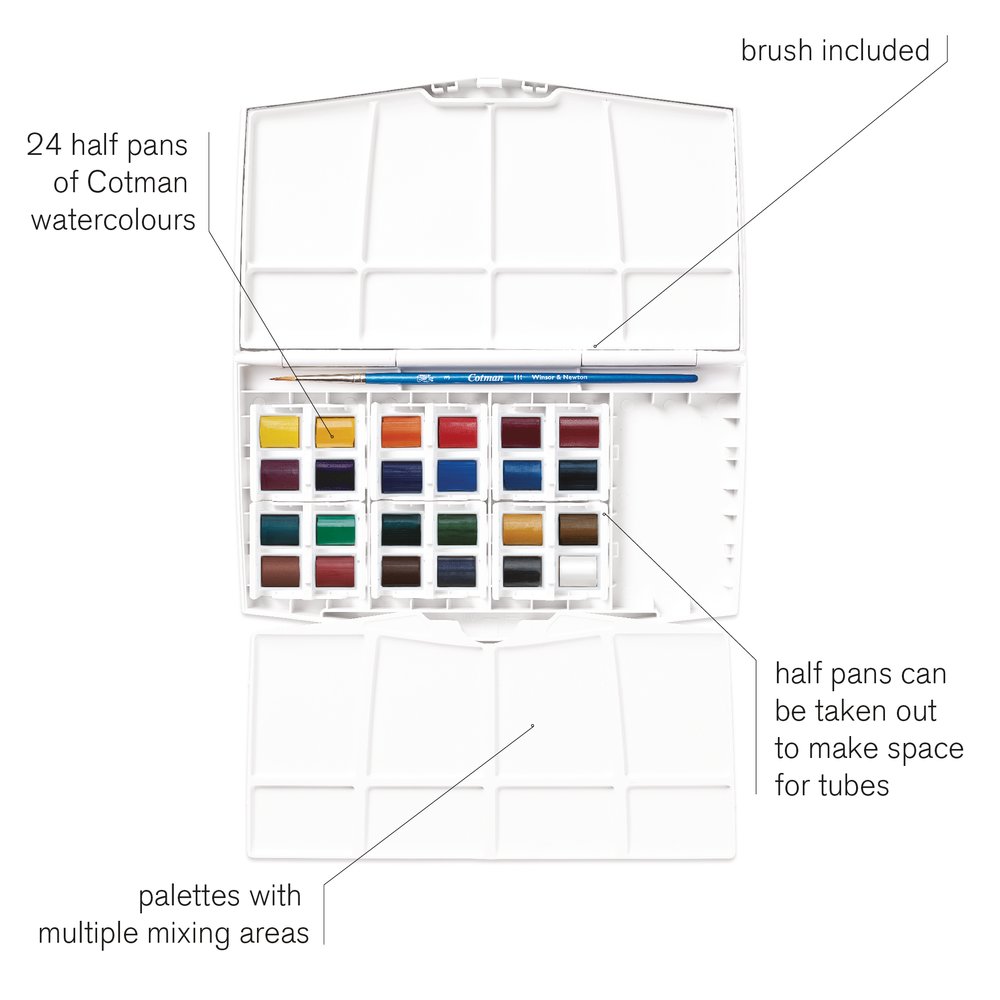 Winsor & Newton Acuarela Cotman Caja Pintor Plus 24 Semi Godet