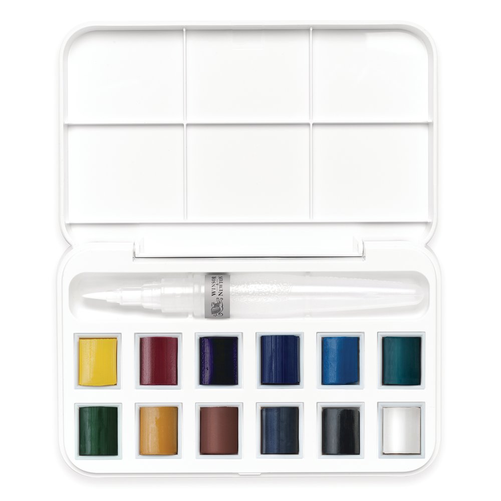 Winsor & Newton Acuarela Cotman Pincel Set 12 semi godet