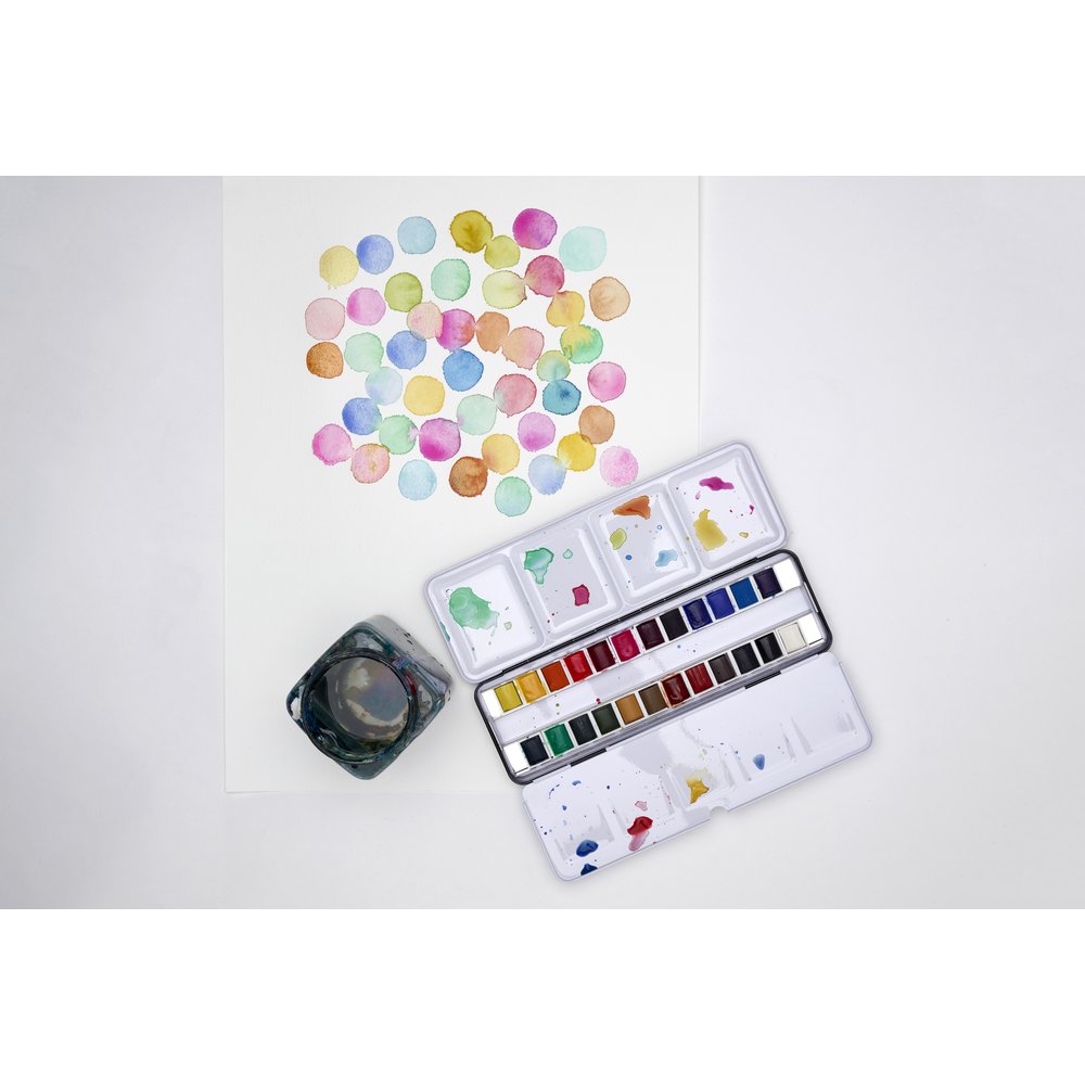 Winsor & Newton Acuarela Cotman Caja de Metal Sketcher 24x1/2 godets