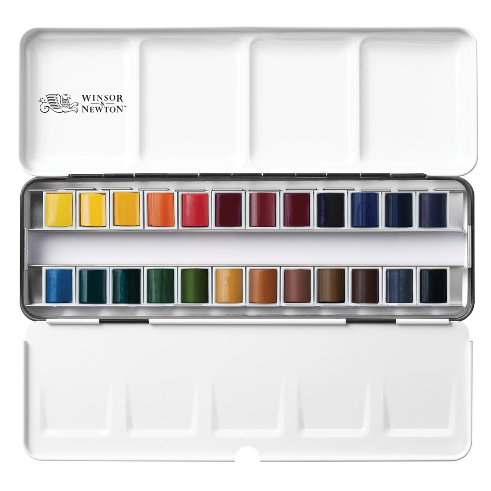 Winsor & Newton Acuarela Profesional Caja Metal 24 Semi Godet