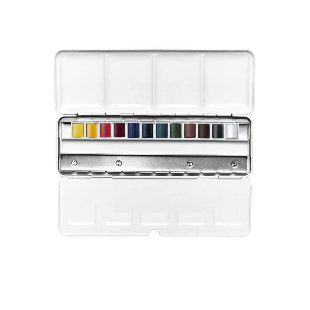 Winsor & Newton Acuarela Cotman Blue Box 12 Semi Godet (Capacidad para 24 Semi Godets)