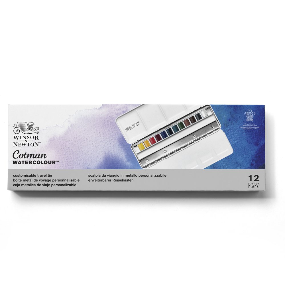 Winsor & Newton Acuarela Cotman Blue Box 12 Semi Godet (Capacidad para 24 Semi Godets)