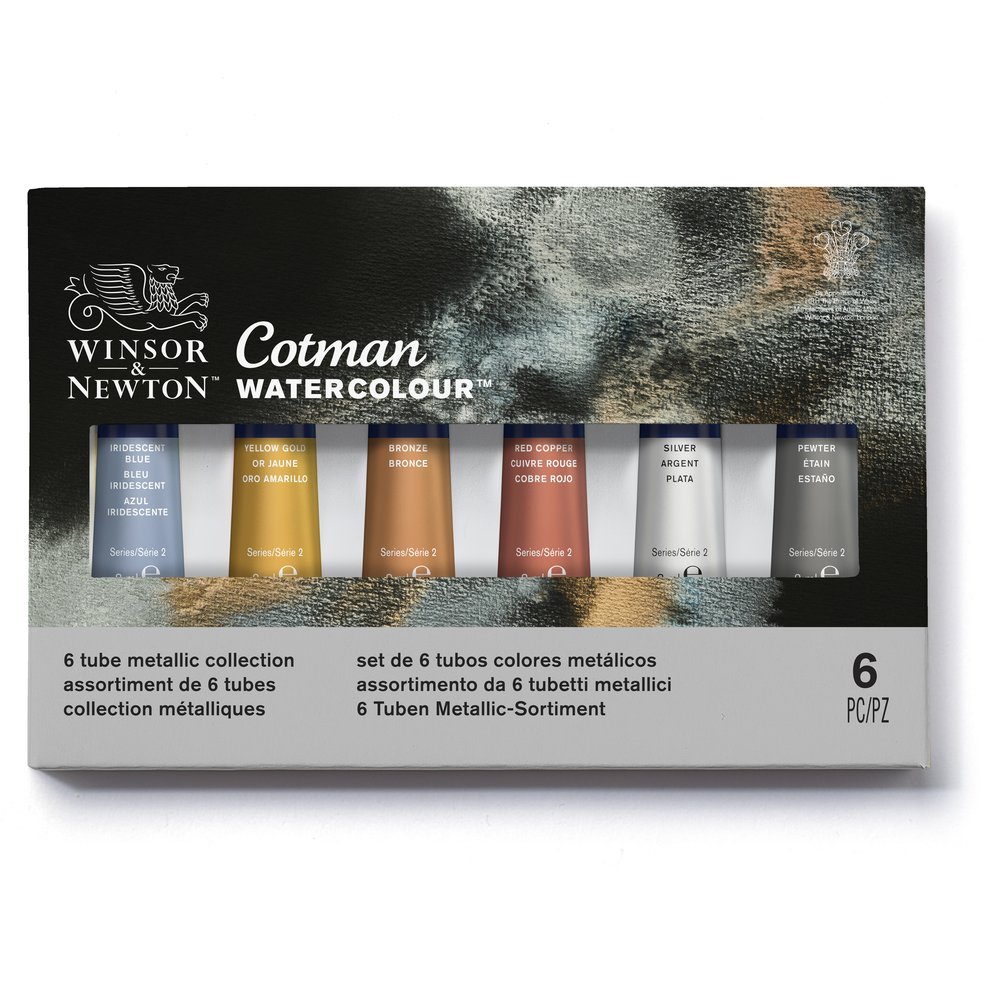 Winsor & Newton Aquarela Cotman Winsor & Newton de cores metálicas 6 tubos