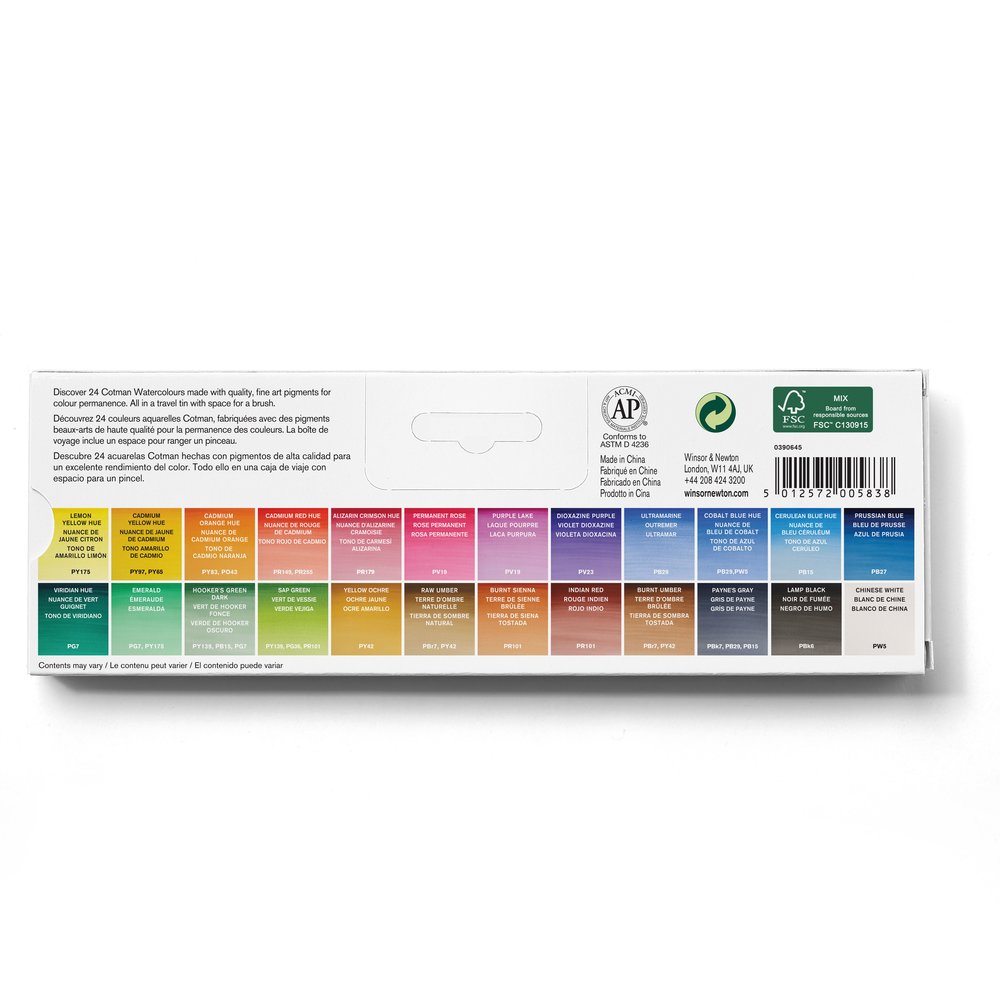 Winsor & Newton Acuarela Cotman Caja de Metal Sketcher 24x1/2 godets