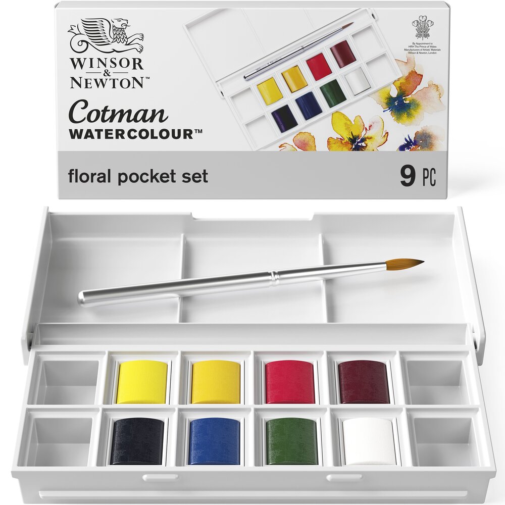 Winsor & Newton Acuarela Cotman Set Bolsillo Floral 8×1/2 Godets ...