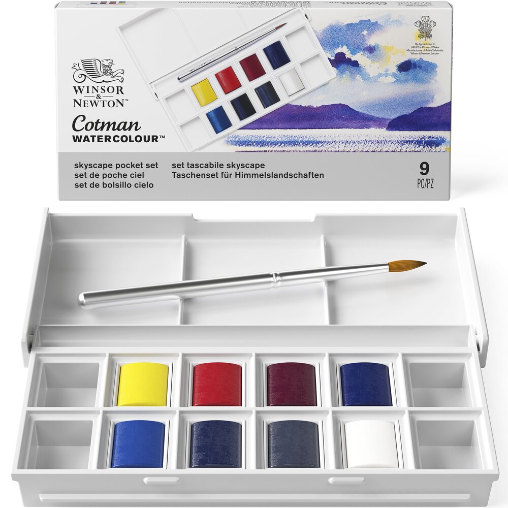 Winsor & Newton Acuarela Cotman Set Bolsillo Cielo 8x1/2 Godets