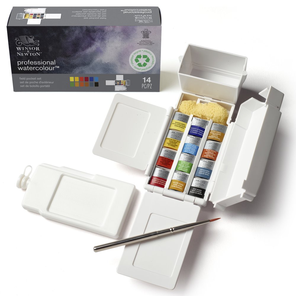 Winsor & Newton Acuarela Profesional Caja de Campo 12x1/2 Godets