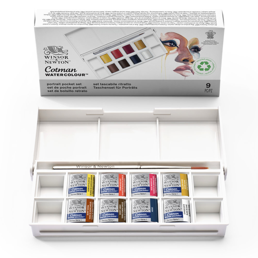 Winsor & Newton Acuarela Cotman Set Bolsillo Retrato 8x1/2 Godets