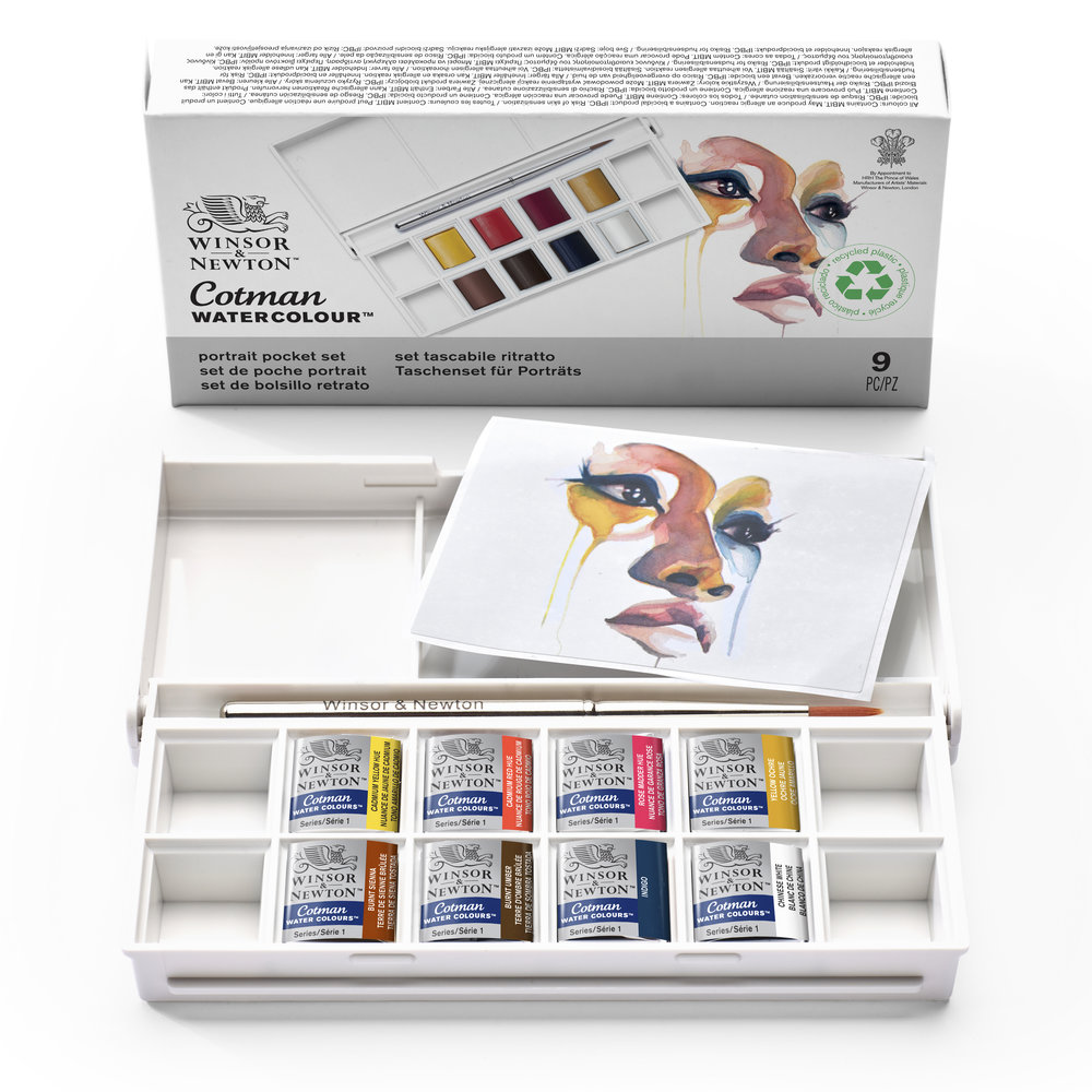 Winsor & Newton Acuarela Cotman Set Bolsillo Retrato 8x1/2 Godets