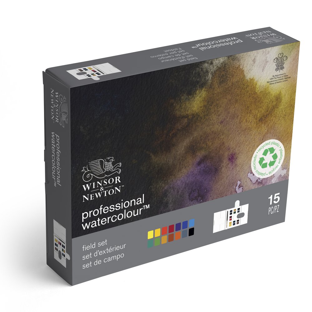 Winsor & Newton Acuarela Profesional Compacta 14x1/2 godets + Pincel