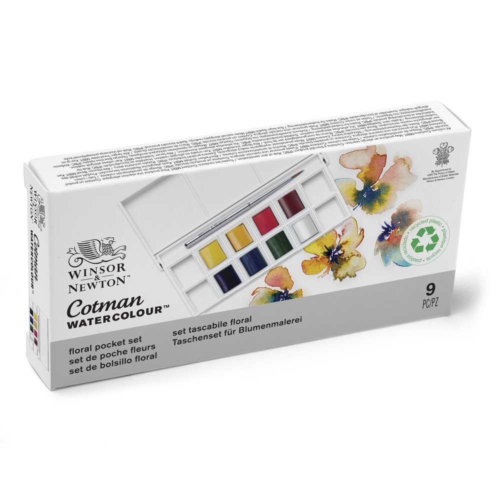 Winsor & Newton Acuarela Cotman Set Bolsillo Floral 8x1/2 Godets