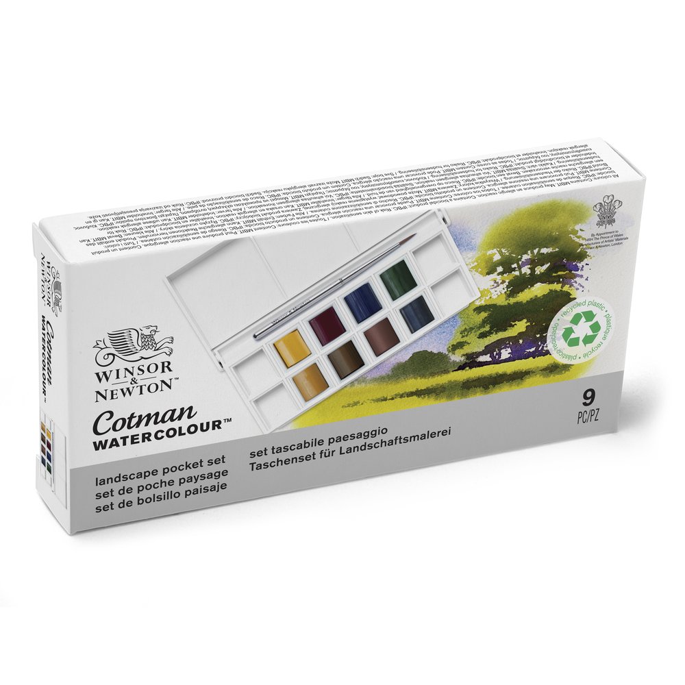 Winsor & Newton Acuarela Cotman Set Bolsillo Paisaje 8x1/2 Godets