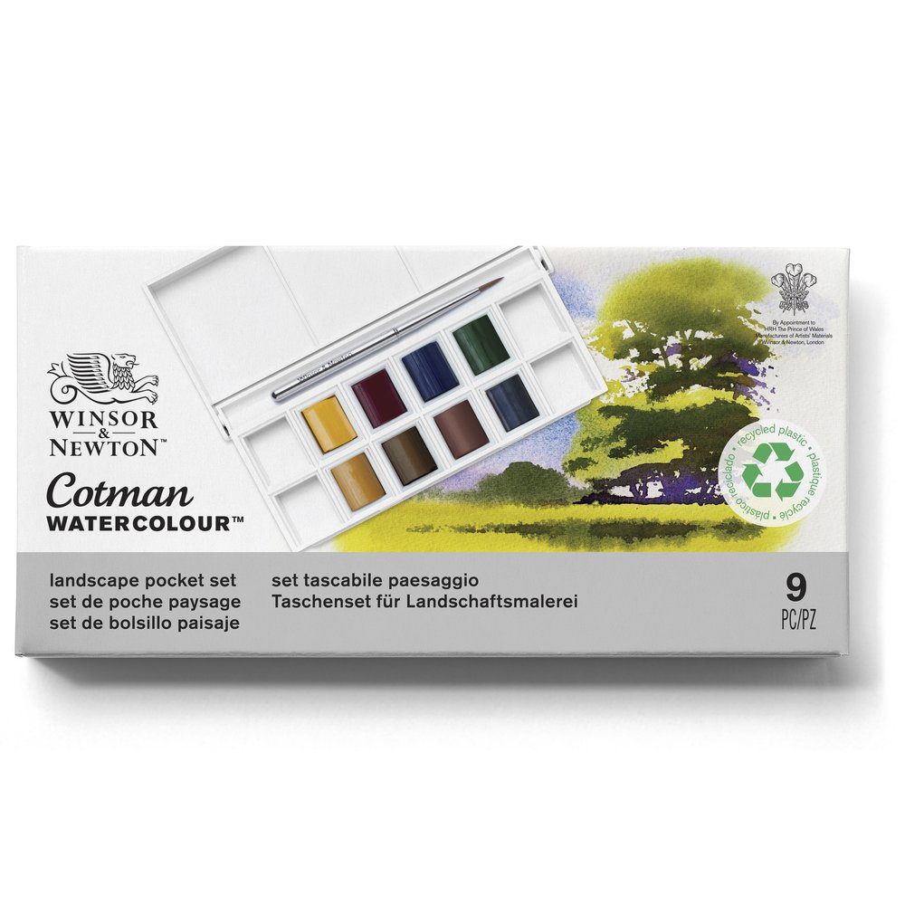 Winsor & Newton Acuarela Cotman Set Bolsillo Paisaje 8x1/2 Godets