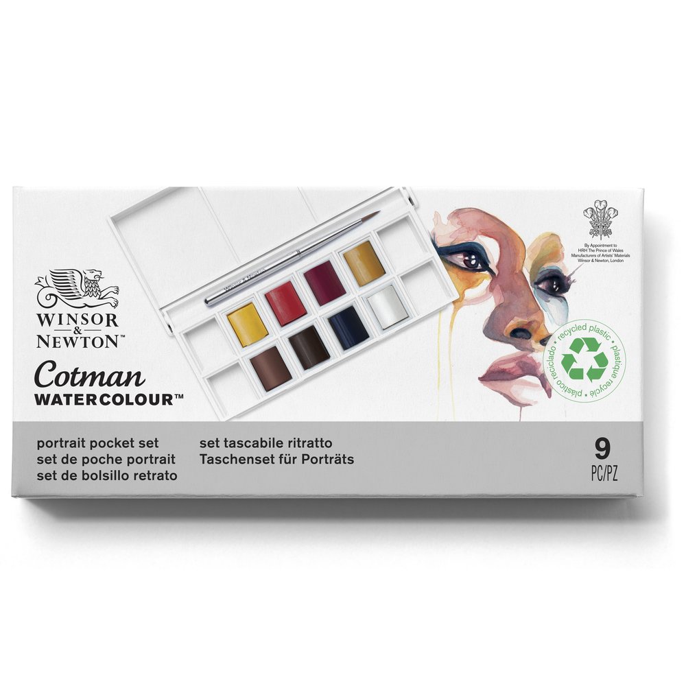 Winsor & Newton Acuarela Cotman Set Bolsillo Retrato 8x1/2 Godets