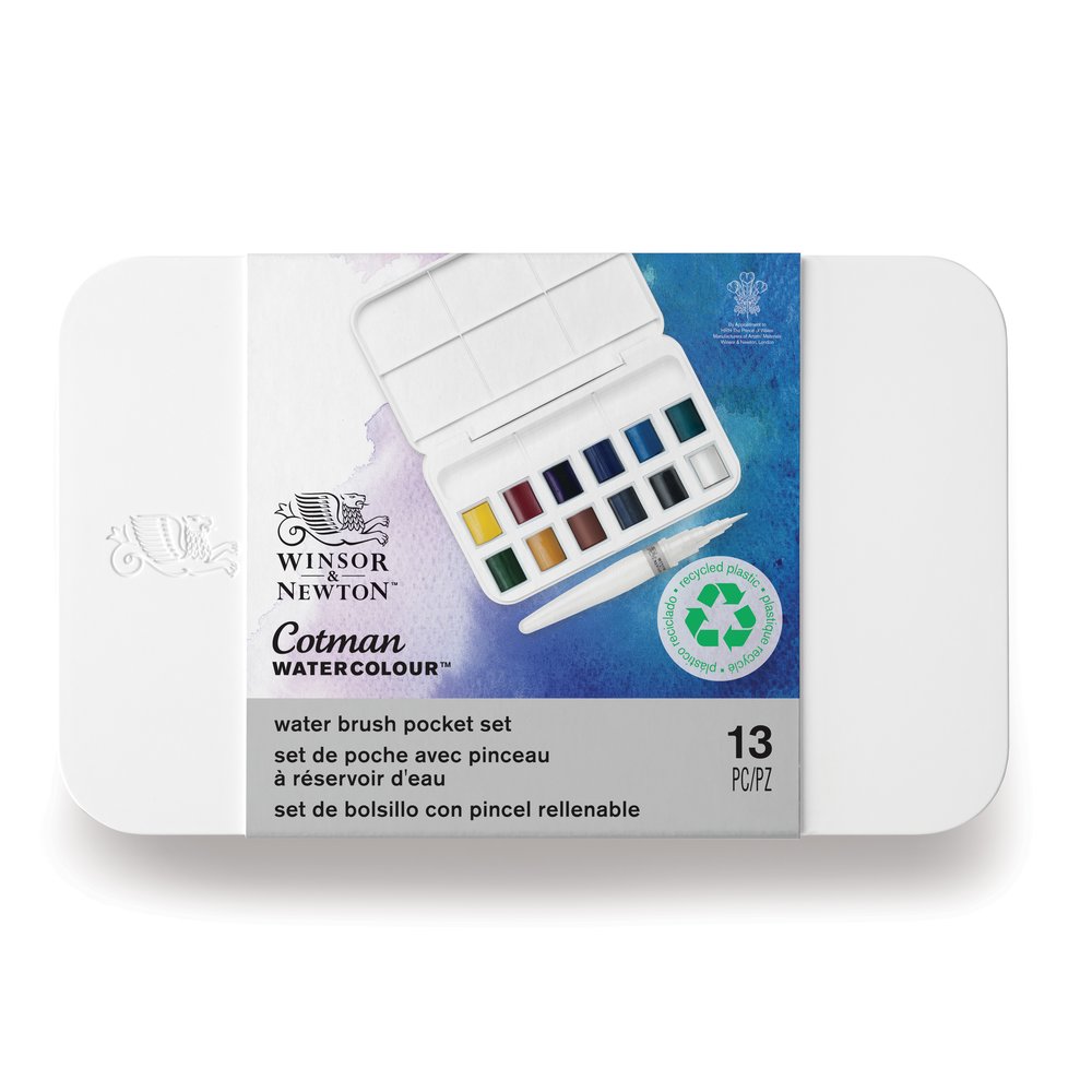 Winsor & Newton Acuarela Cotman Pincel Set 12 semi godet