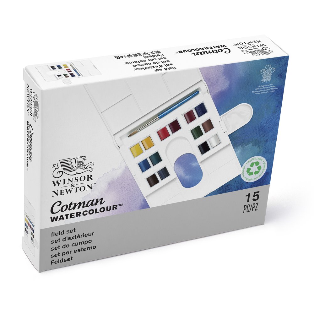 Winsor & Newton Acuarela Cotman Caja Compacta 14x1/2 godet + pincel