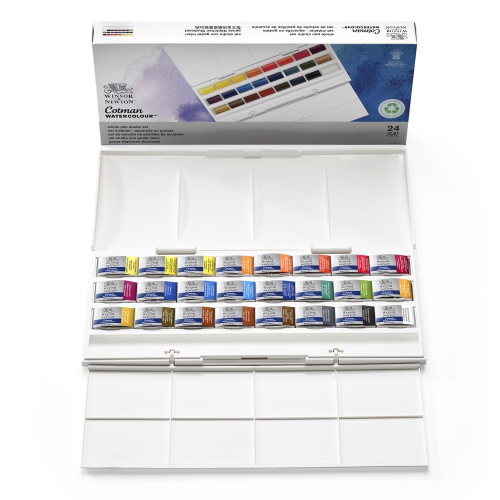 Winsor & Newton Acuarela Cotman Caja Estudio 24 godets