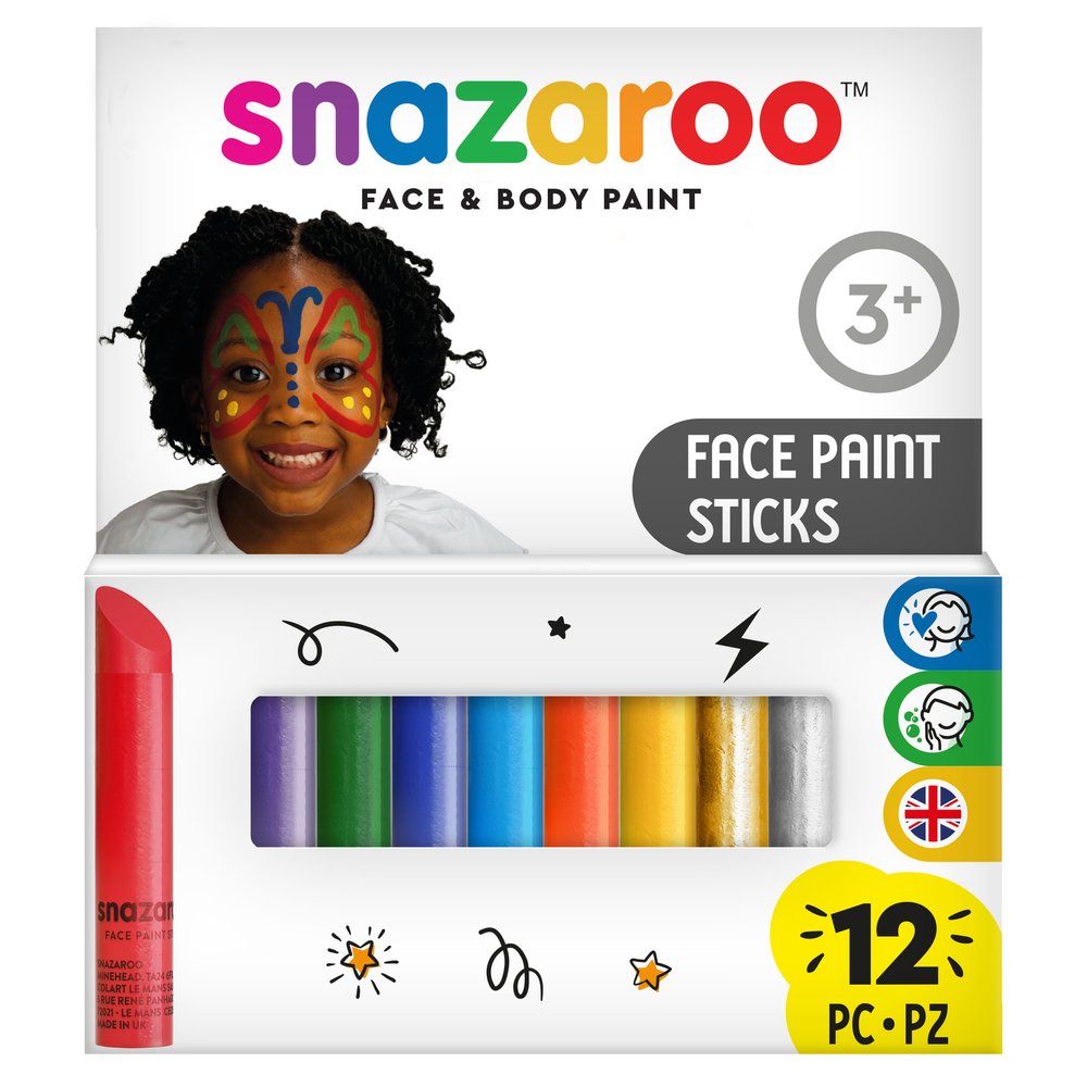 SNAZAROO Barras de Maquillaje de Pintura Facial Pack de 12 ROW