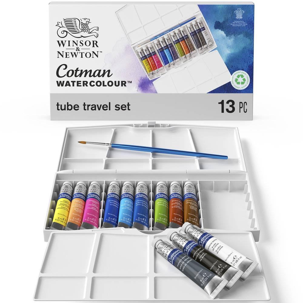 Winsor & Newton Acuarela Cotman Caja Pintor Plus 12 Tubos 8ml.