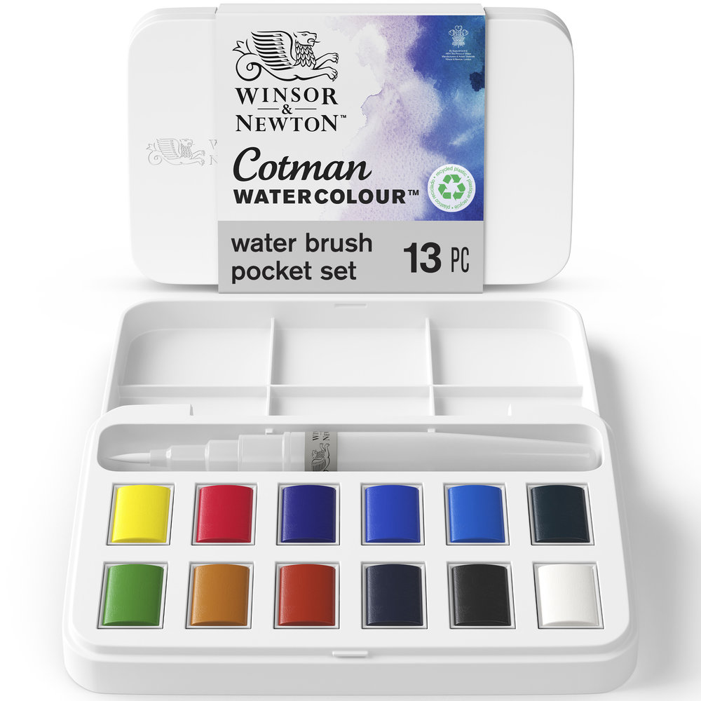 Winsor & Newton Acuarela Cotman Pincel Set 12 semi godet