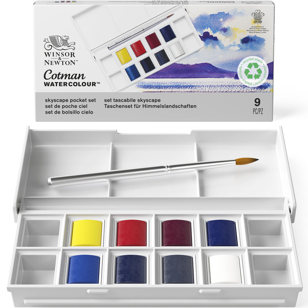 Winsor & Newton Acuarela Cotman Set Bolsillo Cielo 8x1/2 Godets