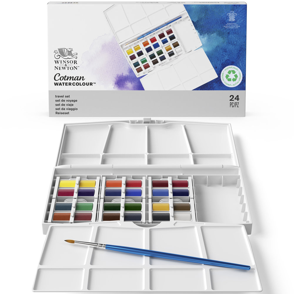 Winsor & Newton Acuarela Cotman Caja Pintor Plus 24 Semi Godet