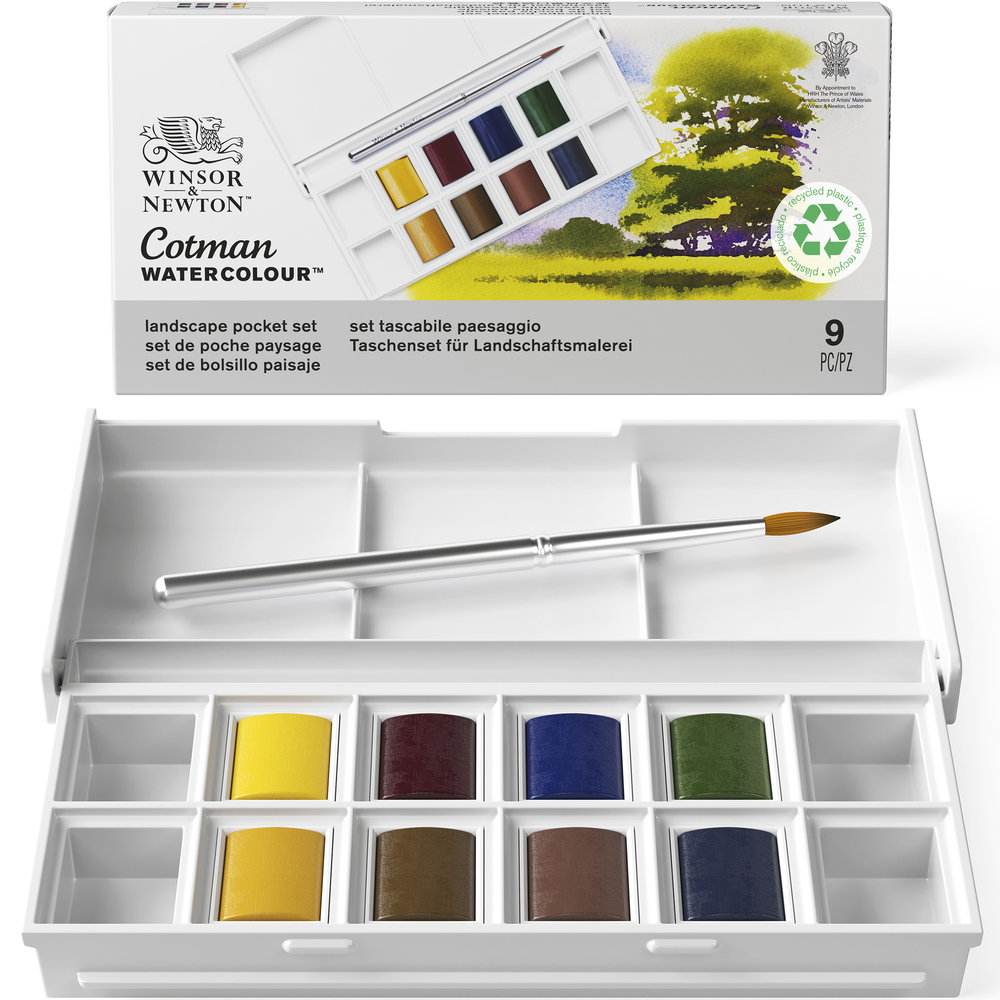 Winsor & Newton Acuarela Cotman Set Bolsillo Paisaje 8x1/2 Godets