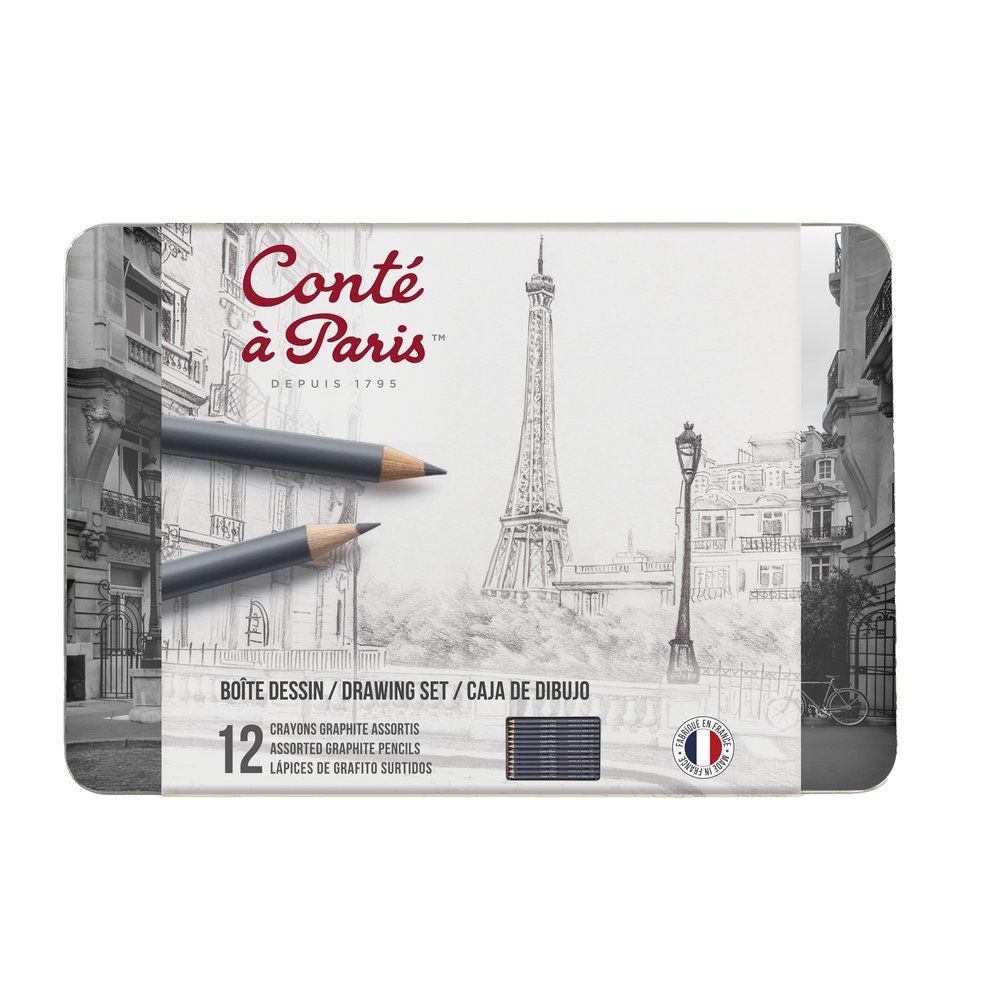 Conté à Paris Lápiz Grafito Caja de Metal Surtido x12