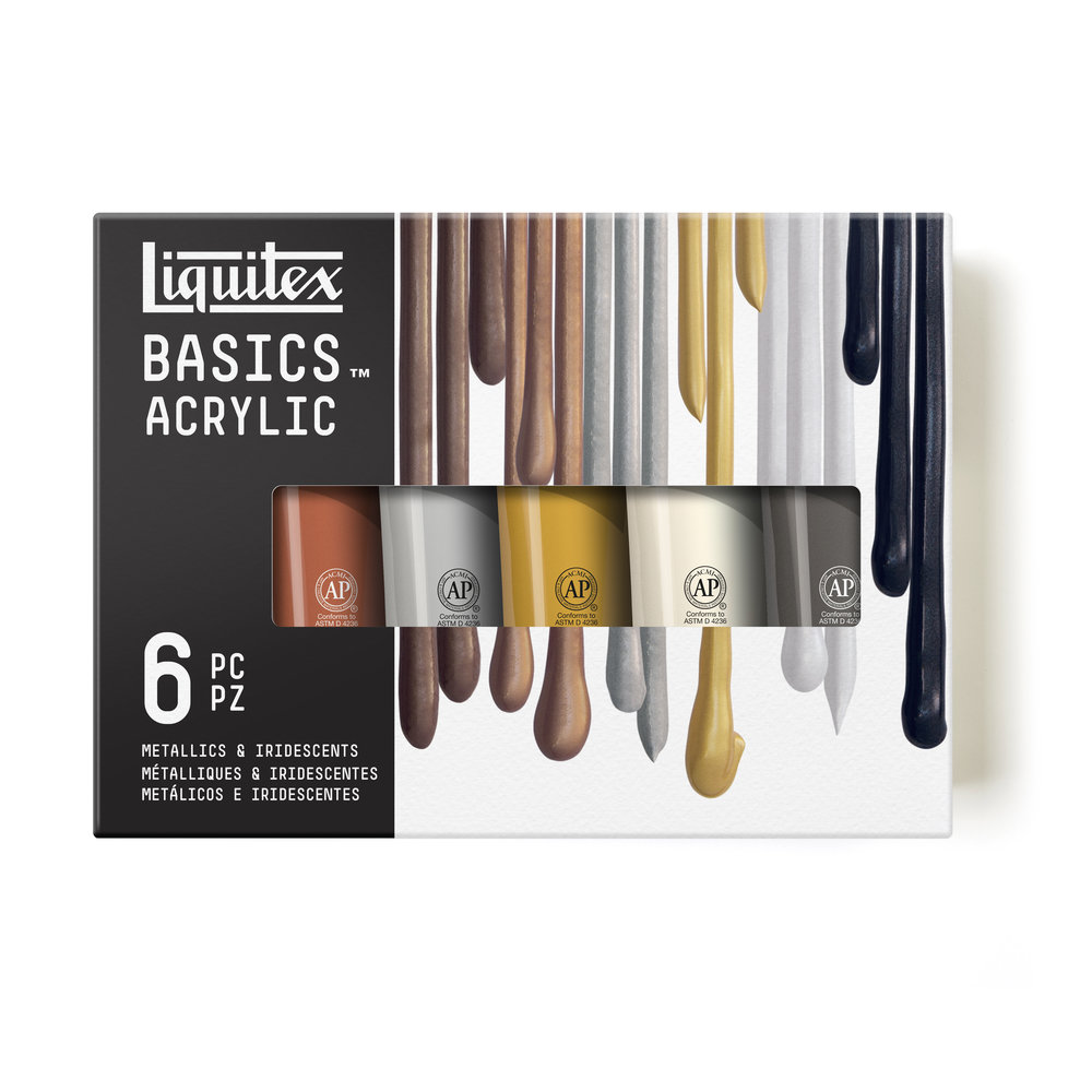 Liquitex Basics Acrylic Colour Set 6x118ml Metalicos Iridiscentes