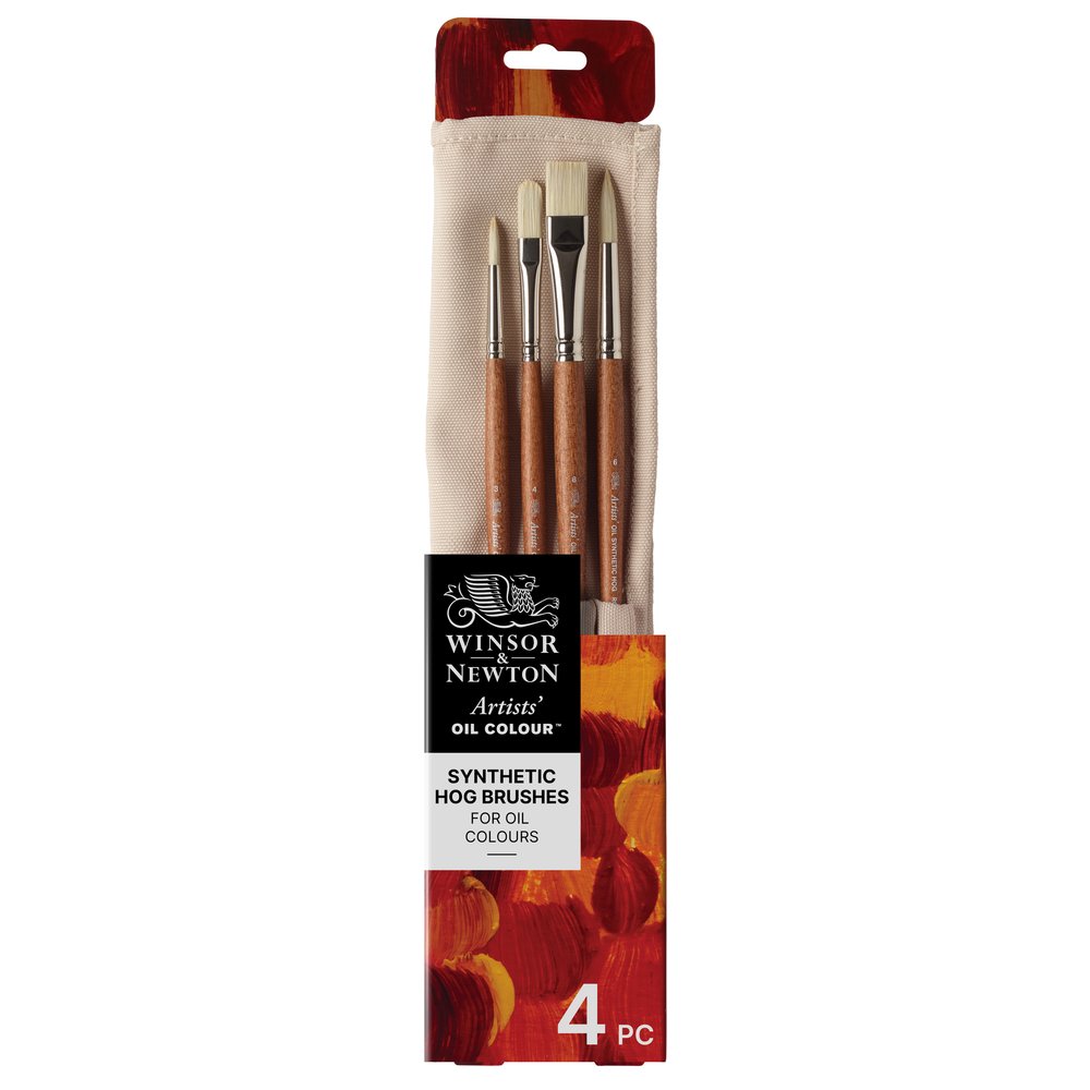 Winsor & Newton Pinceles Sintéticos de Artista para Colores al Óleo Pack de 4