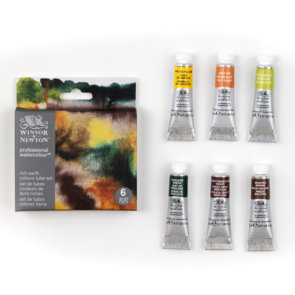 Winsor & Newton Acuarela Profesional Set Tubos 6x5ml Colores Tierra