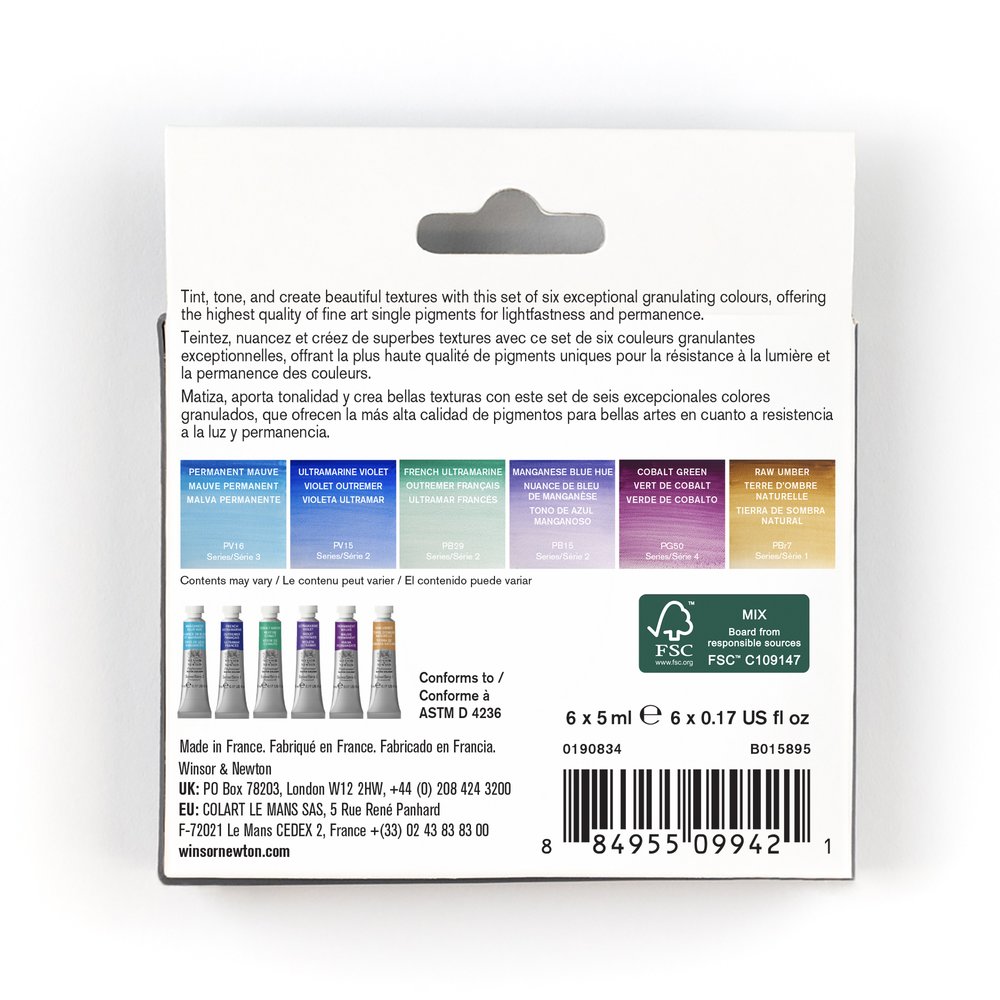 Winsor & Newton Acuarela Profesional Set Tubos 6x5ml Colores Granulados