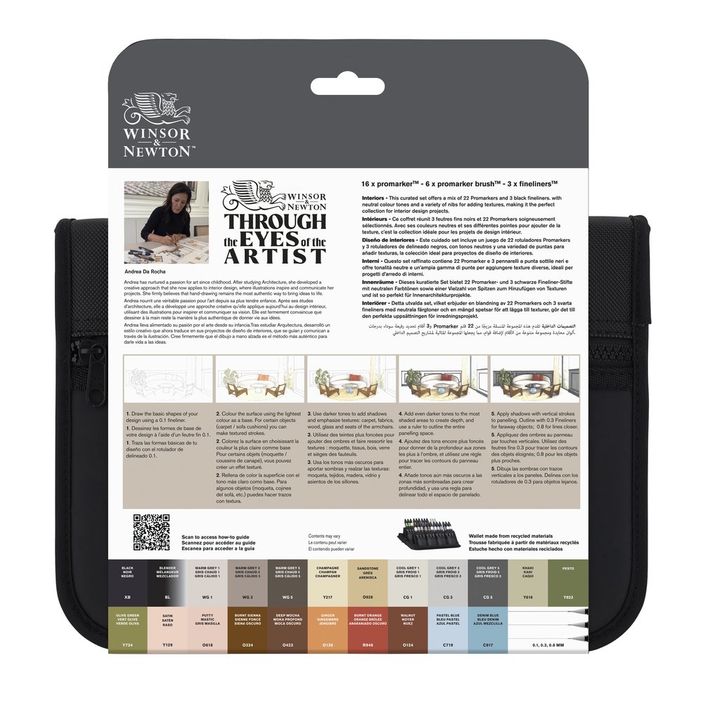 Winsor & Newton Promarker Set Mixto Diseño Interiores - Estuche