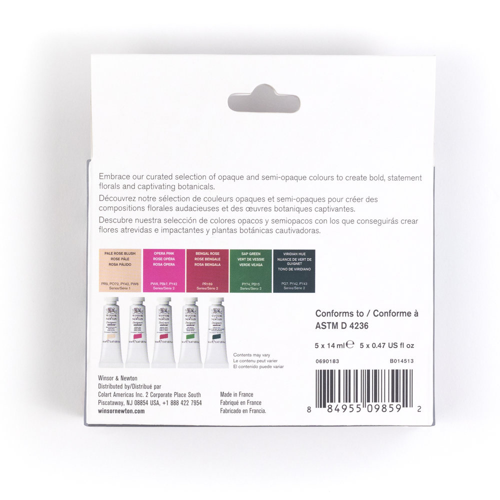 Winsor & Newton Designers Gouache Set Tubos 5x14ml Colores Botanicos