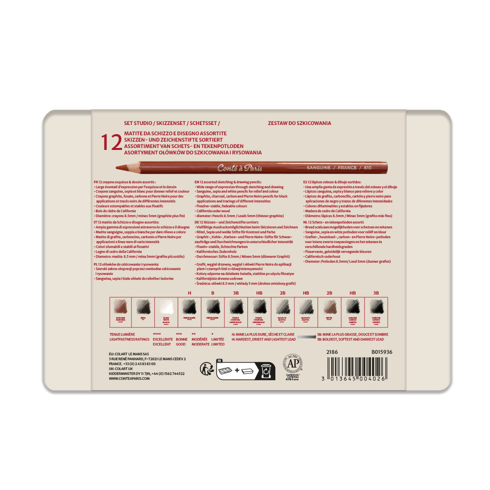Conté à Paris Caja Estudio 12 Lapices Esbozo