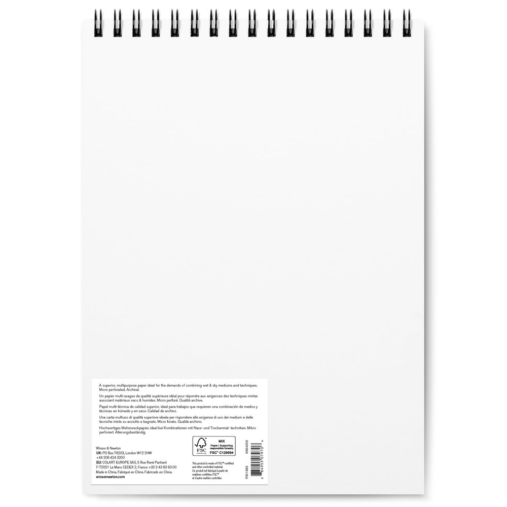 Winsor & Newton Papel Tecnica Mixta Bloc Espiral 250G 22,9x30,5cm 30 Hojas