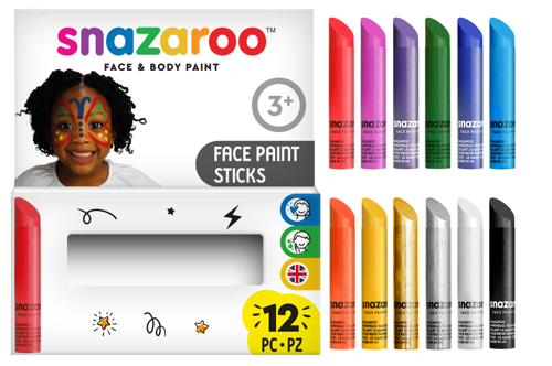 Snazaroo Barras de Maquillaje de Pintura Facial Pack de 12 ROW